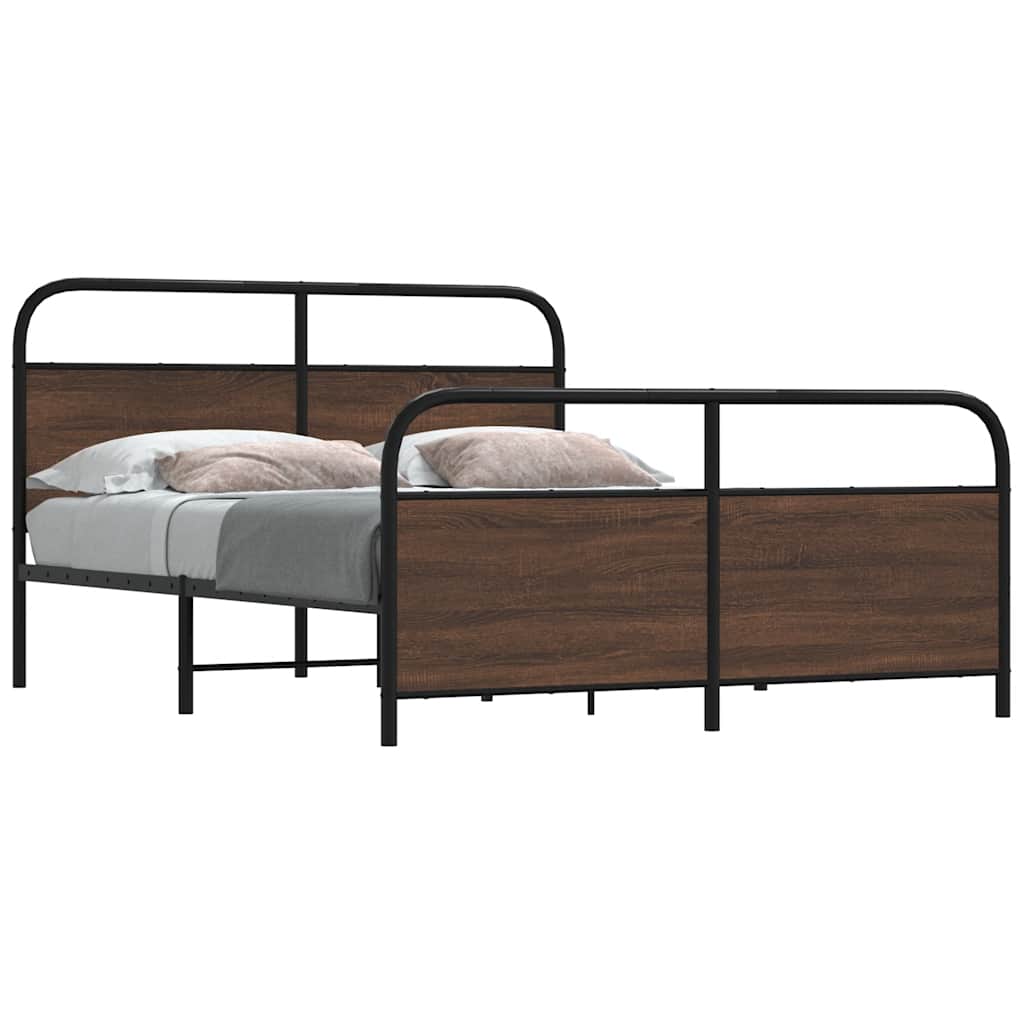 sengeramme uden madras 150x200 cm metal brun egetræsfarve