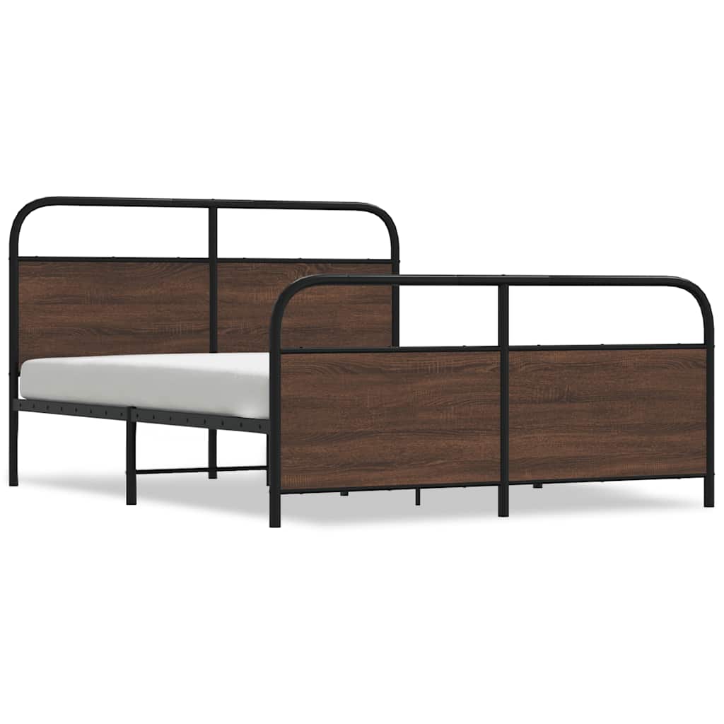 sengeramme uden madras 160x200 cm metal brun egetræsfarve