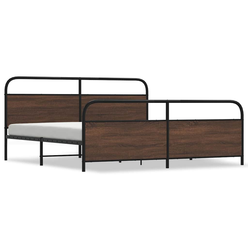 sengeramme uden madras 183x213 cm metal brun egetræsfarve
