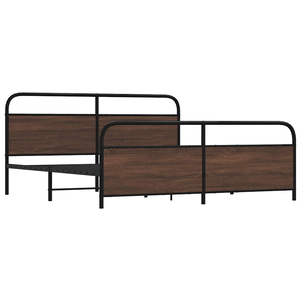 sengeramme uden madras 183x213 cm metal brun egetræsfarve