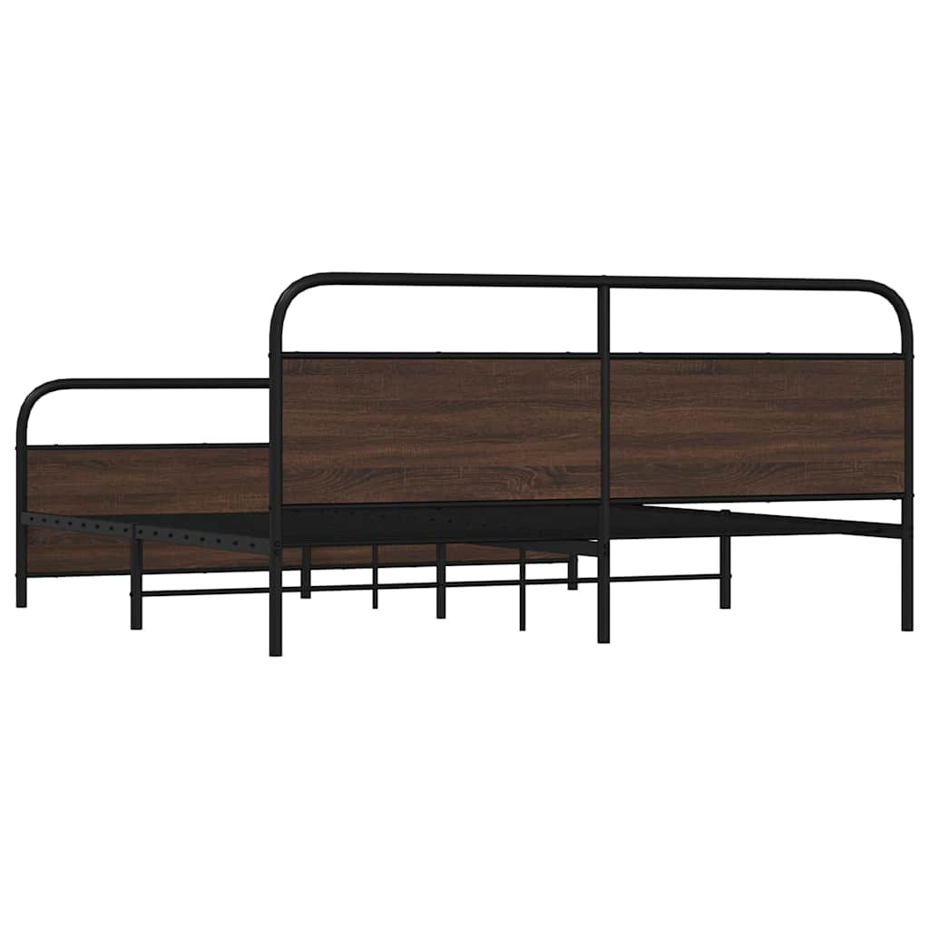 sengeramme uden madras 183x213 cm metal brun egetræsfarve