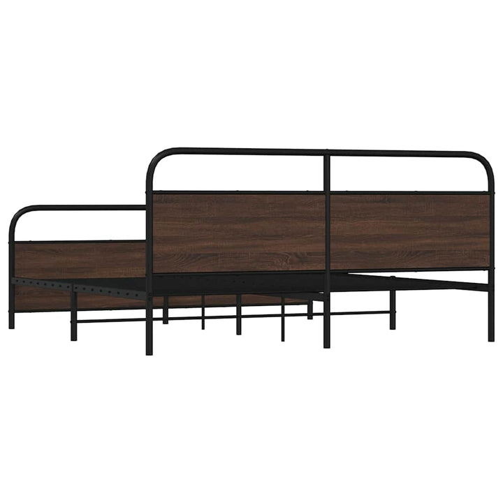 sengeramme uden madras 183x213 cm metal brun egetræsfarve