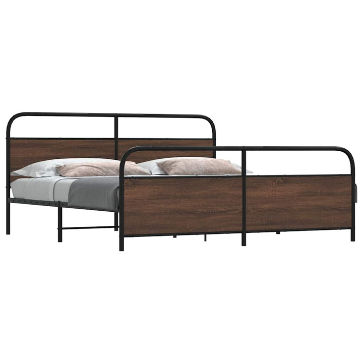 sengeramme uden madras 183x213 cm metal brun egetræsfarve
