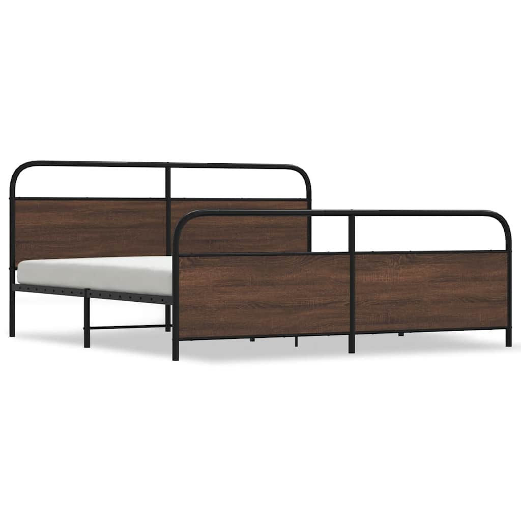 sengeramme uden madras 193x203 cm metal brun egetræsfarve
