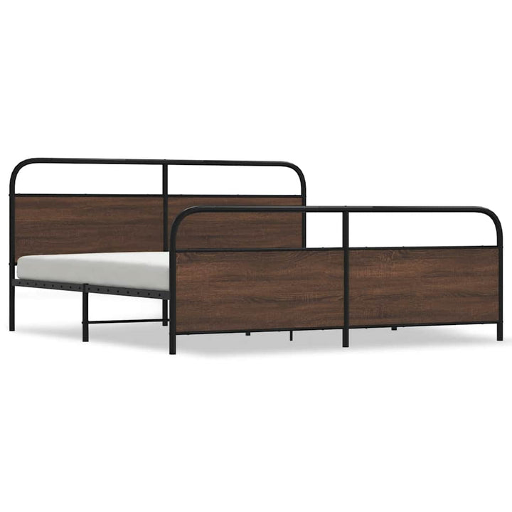 sengeramme uden madras 193x203 cm metal brun egetræsfarve