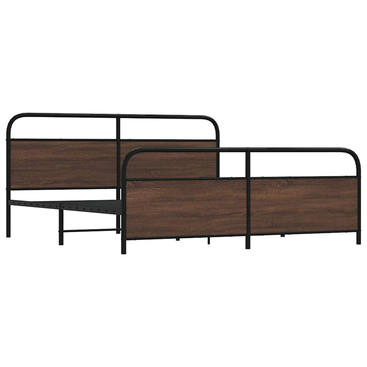 sengeramme uden madras 193x203 cm metal brun egetræsfarve