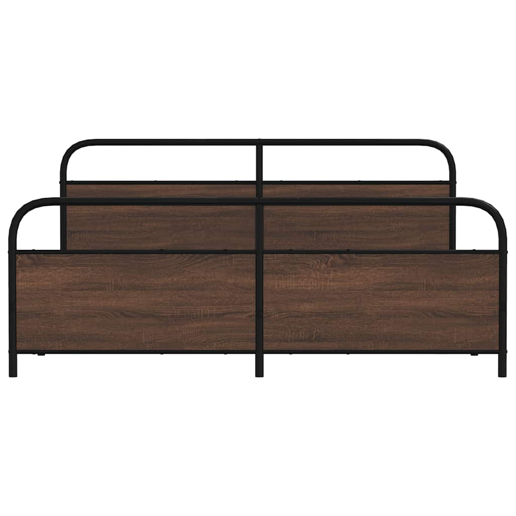 sengeramme uden madras 193x203 cm metal brun egetræsfarve