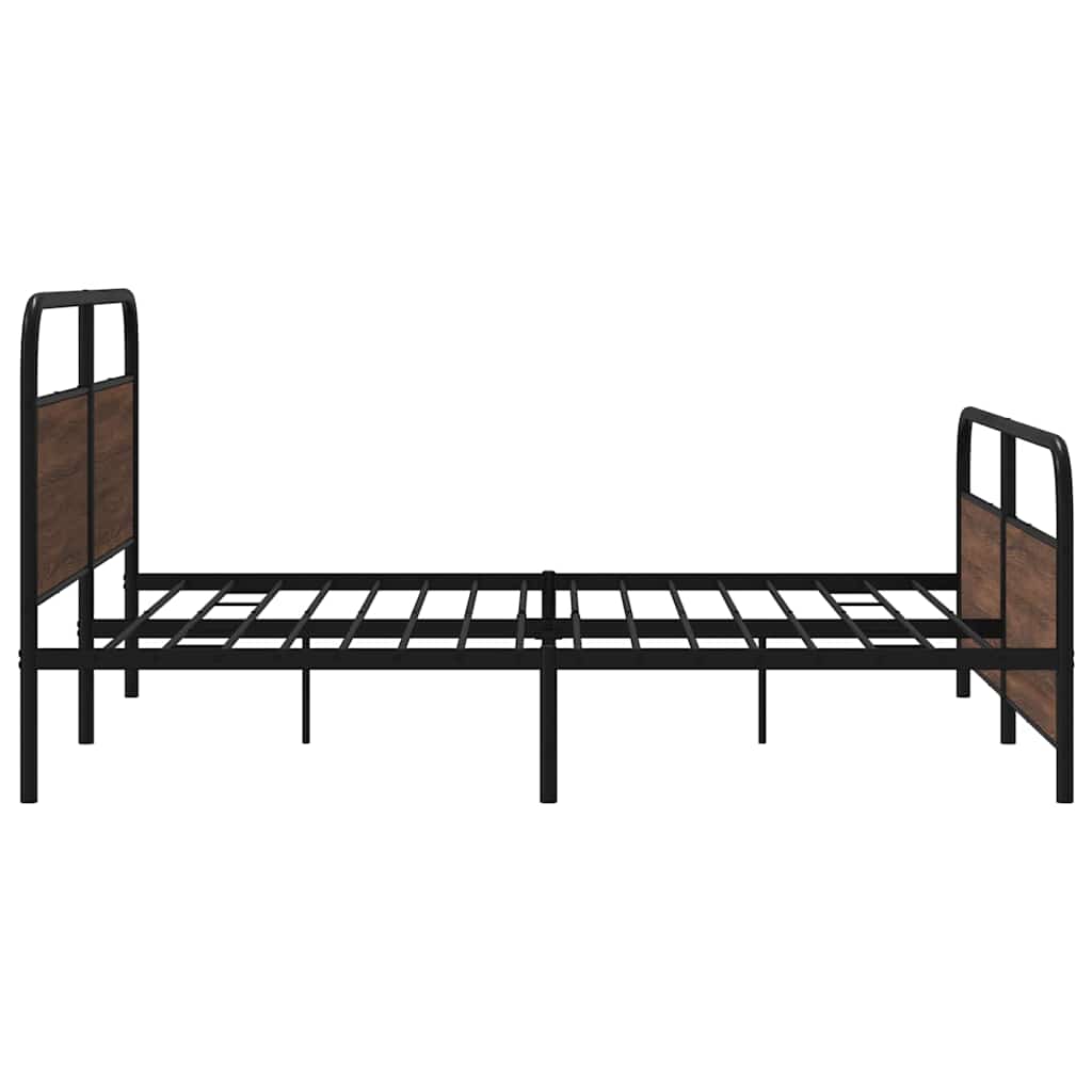 sengeramme uden madras 193x203 cm metal brun egetræsfarve