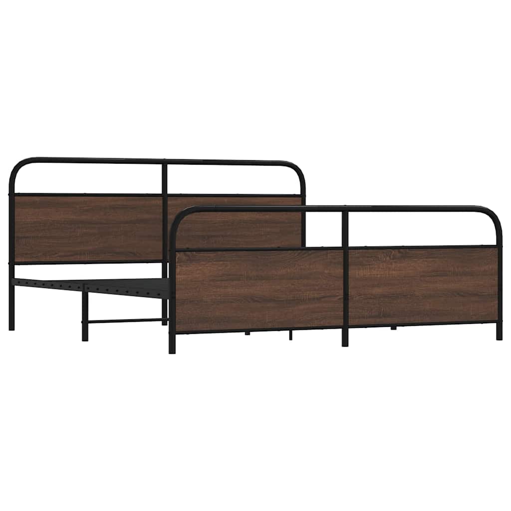sengeramme uden madras 200x200 cm metal brun egetræsfarve