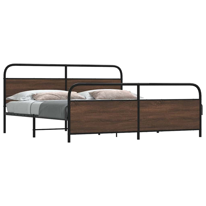 sengeramme uden madras 200x200 cm metal brun egetræsfarve