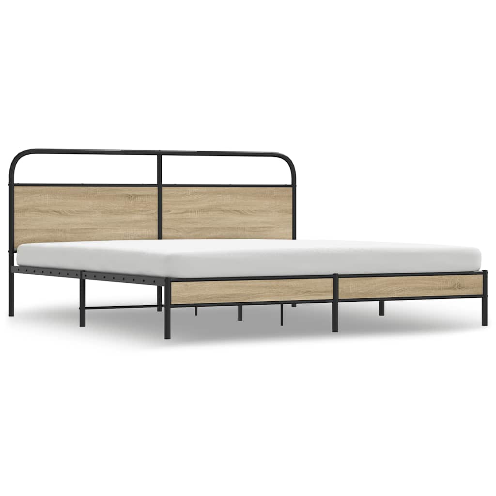 sengeramme uden madras 180x200 cm metal røget egetræsfarve