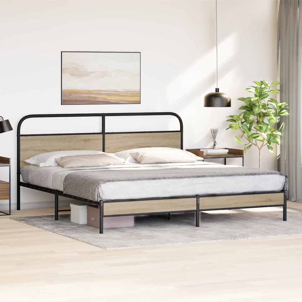 sengeramme uden madras 180x200 cm metal røget egetræsfarve