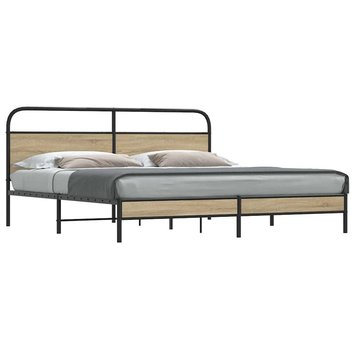 sengeramme uden madras 183x213 cm metal røget egetræsfarve