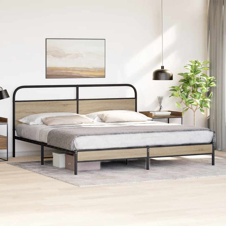 sengeramme uden madras 193x203 cm metal røget egetræsfarve