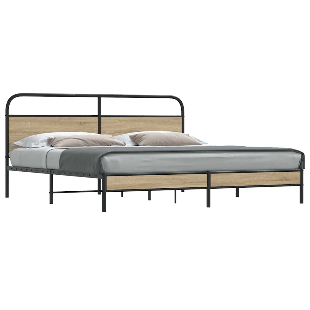 sengeramme uden madras 193x203 cm metal røget egetræsfarve