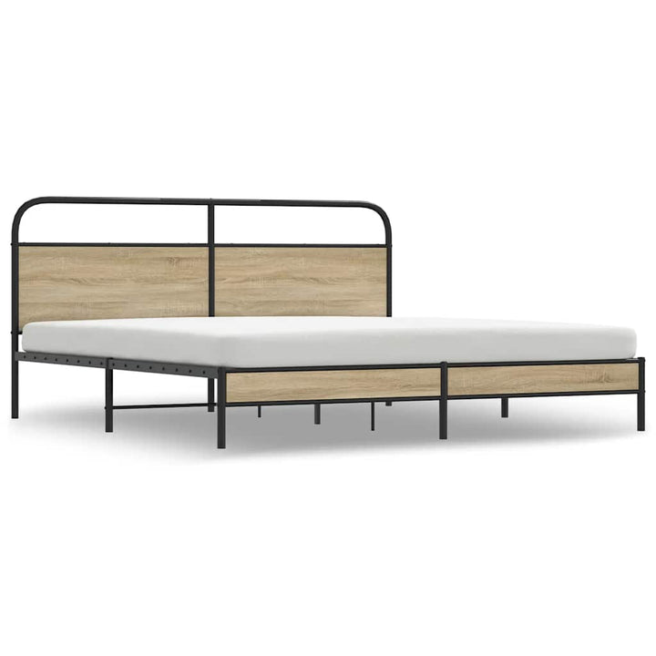sengeramme uden madras 200x200 cm metal røget egetræsfarve