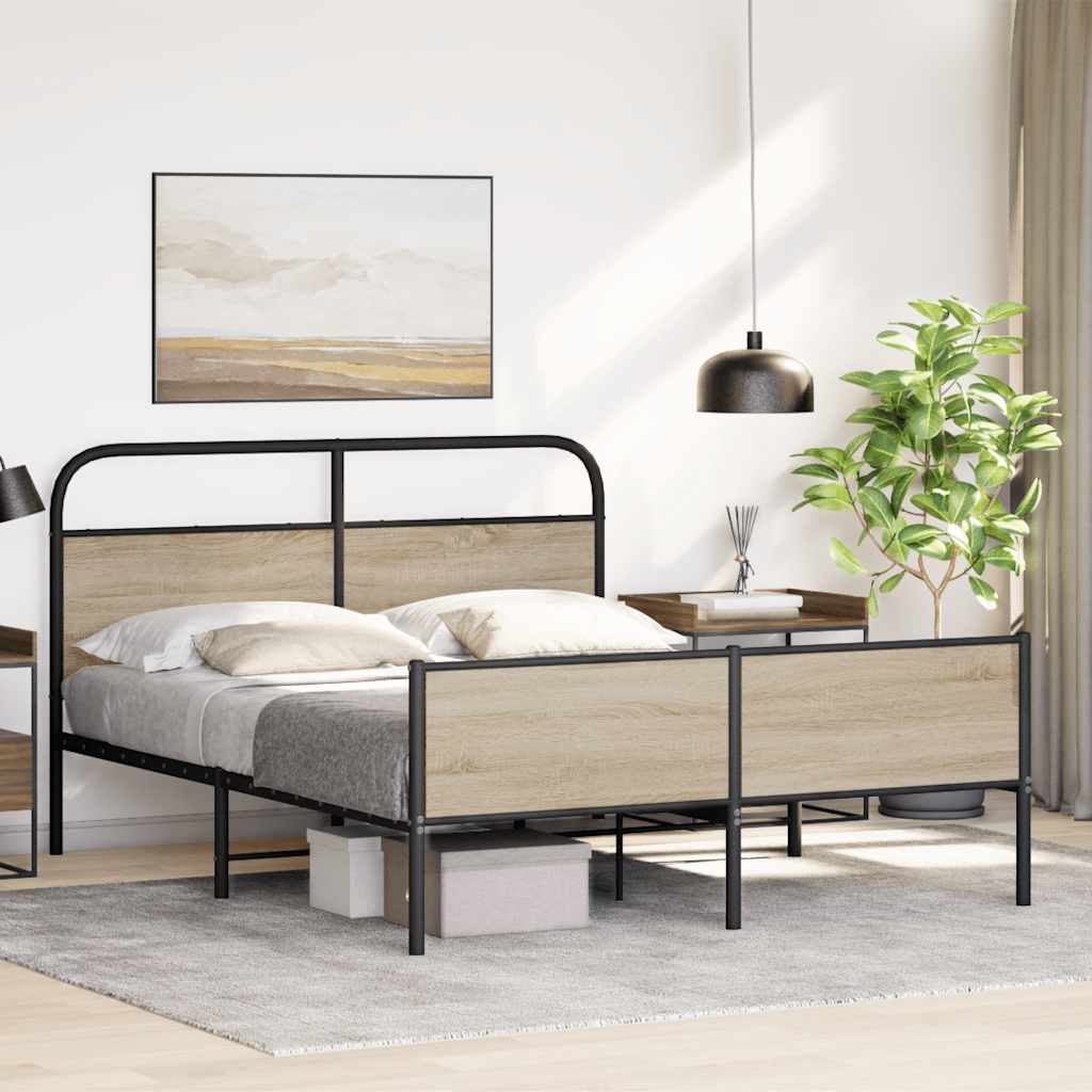 sengeramme uden madras 160x200 cm metal røget egetræsfarve