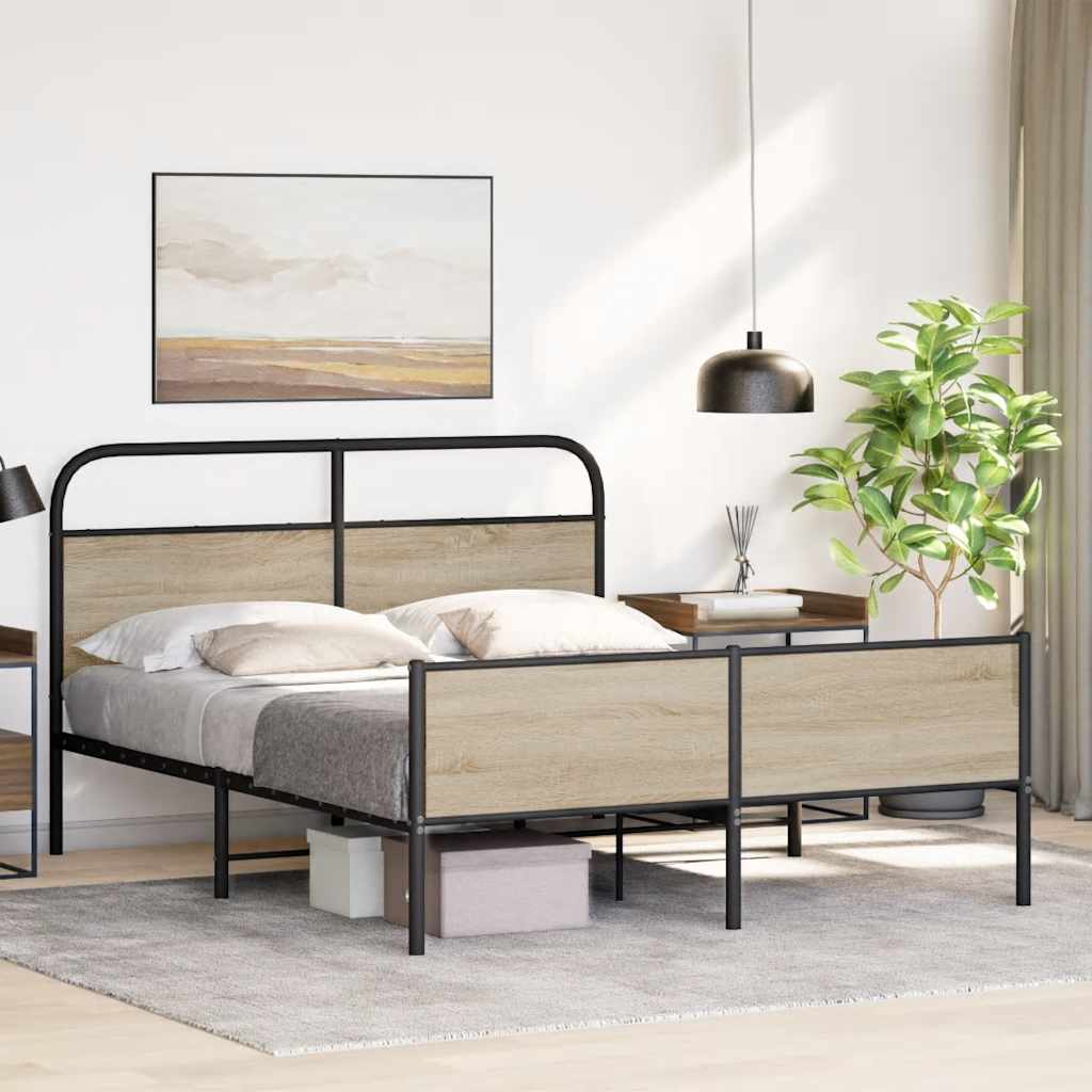 sengeramme uden madras 180x200 cm metal røget egetræsfarve