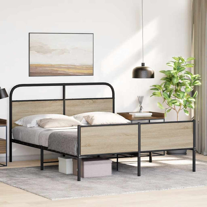 sengeramme uden madras 180x200 cm metal røget egetræsfarve