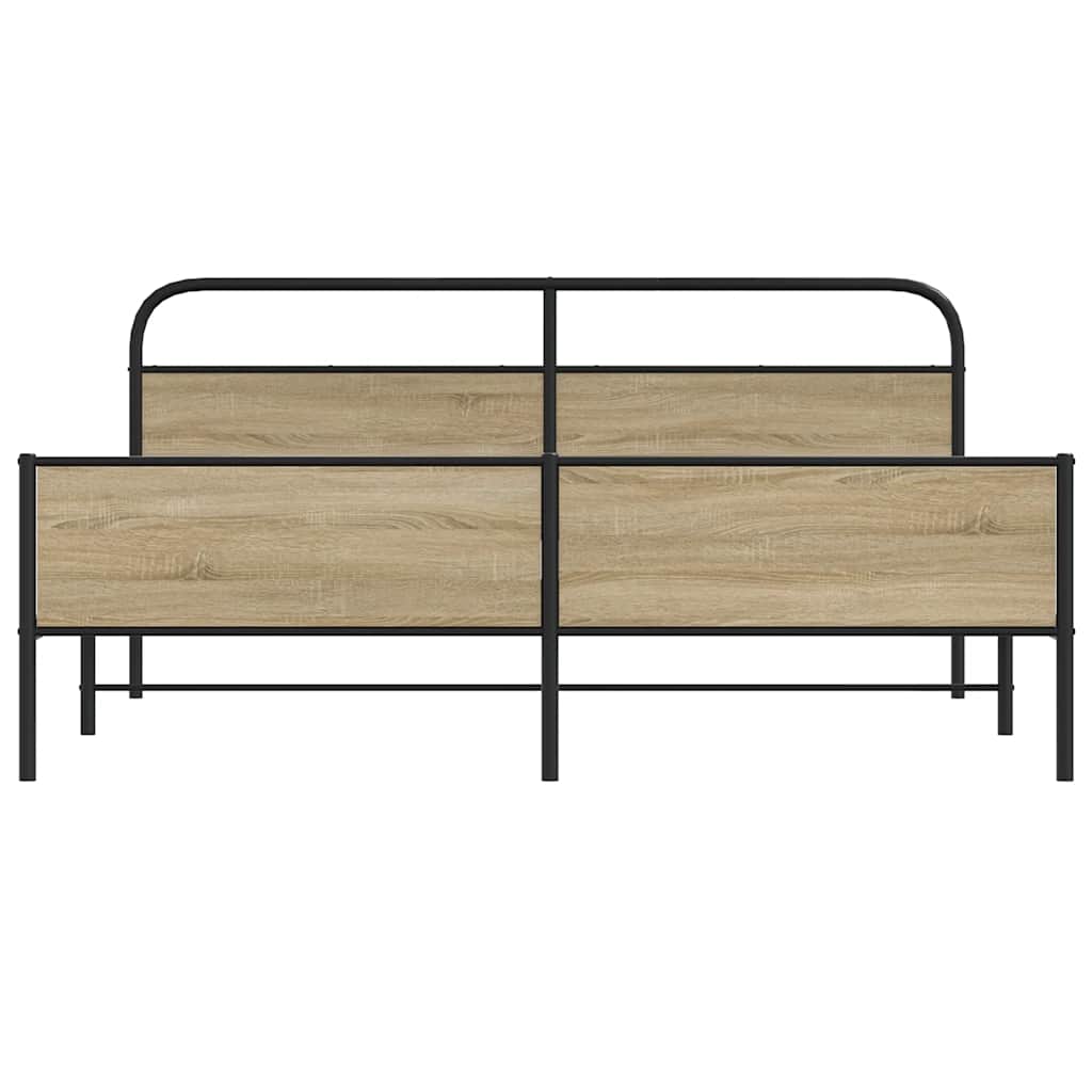 sengeramme uden madras 183x213 cm metal røget egetræsfarve