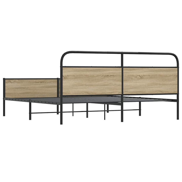 sengeramme uden madras 193x203 cm metal røget egetræsfarve