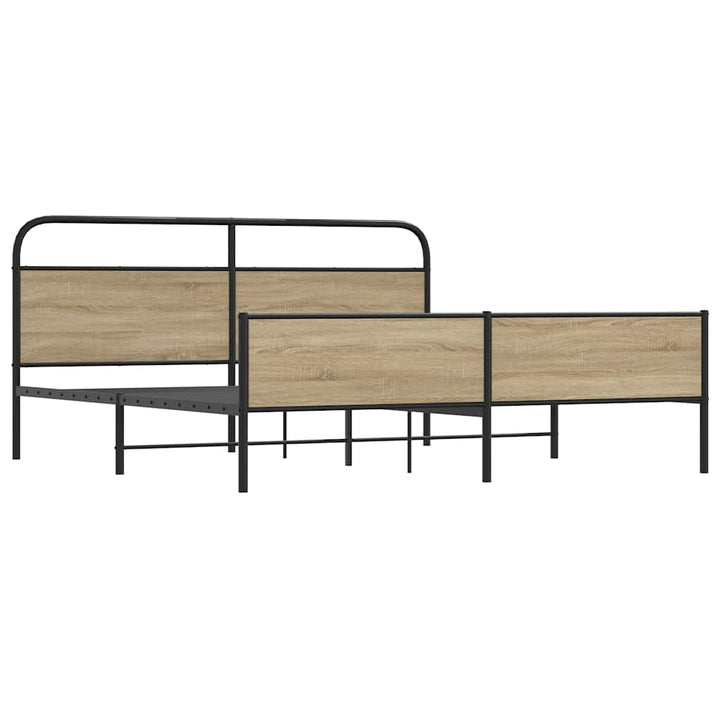 sengeramme uden madras 150x200 cm metal røget egetræsfarve