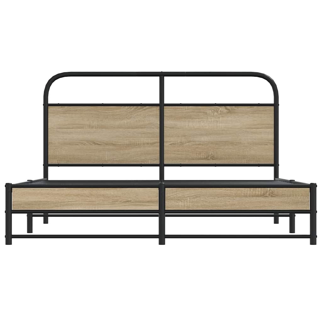 sengeramme uden madras 160x200 cm metal røget egetræsfarve