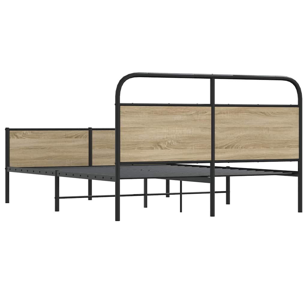 sengeramme uden madras 160x200 cm metal røget egetræsfarve
