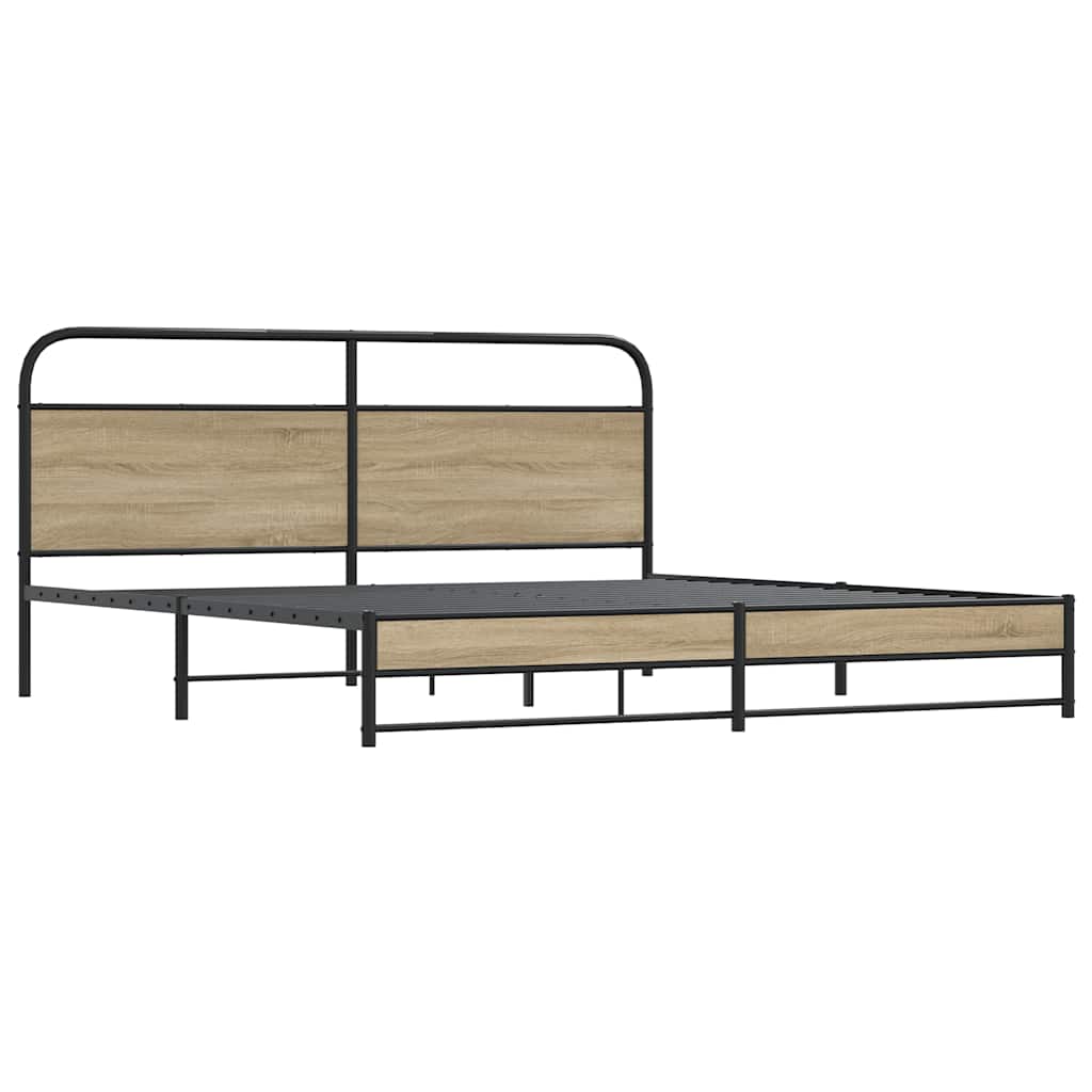 sengeramme uden madras 183x213 cm metal røget egetræsfarve