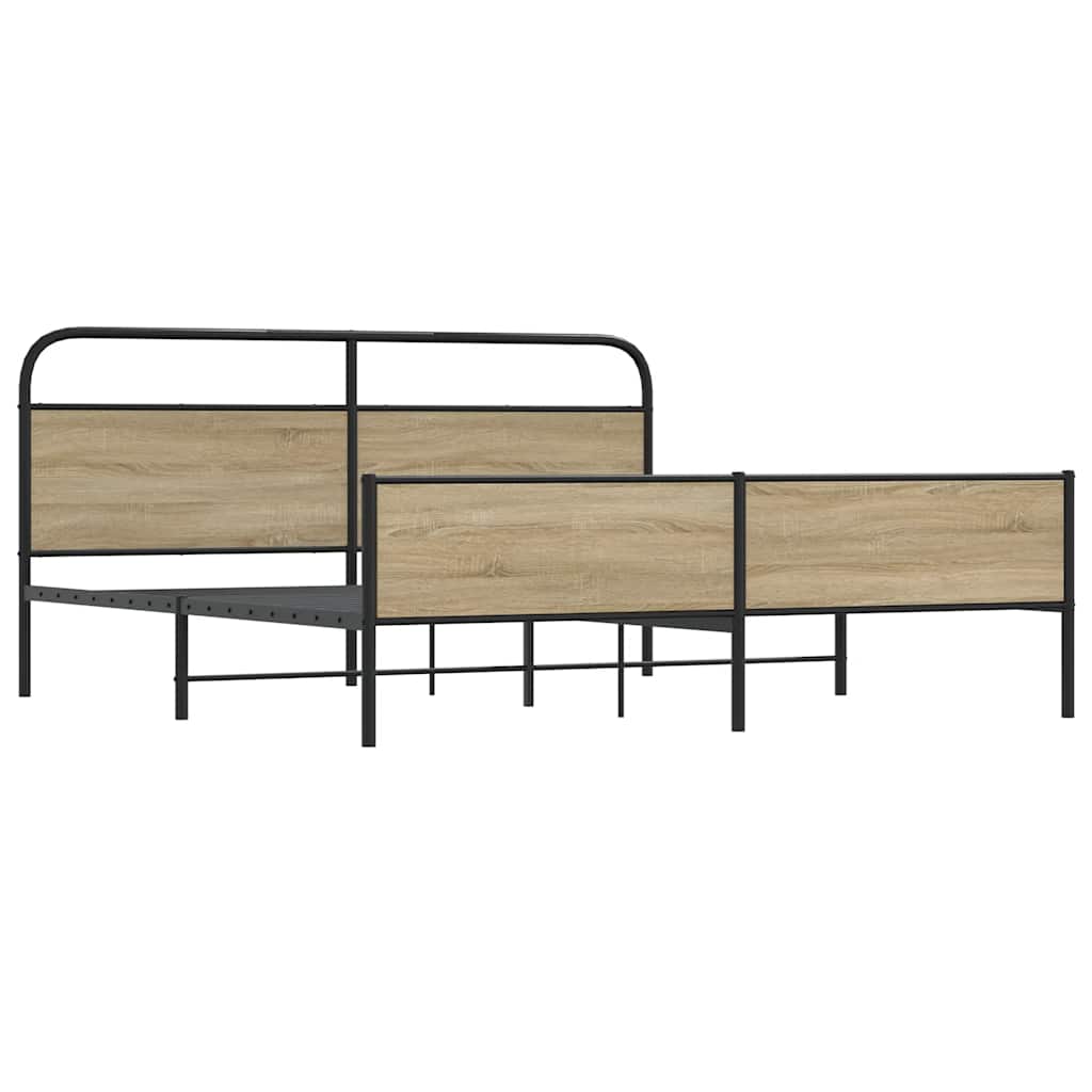 sengeramme uden madras 193x203 cm metal røget egetræsfarve