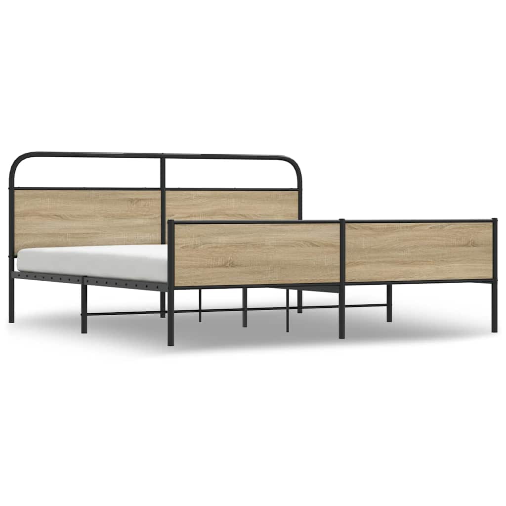 sengeramme uden madras 193x203 cm metal røget egetræsfarve