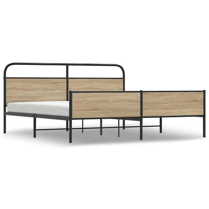 sengeramme uden madras 193x203 cm metal røget egetræsfarve