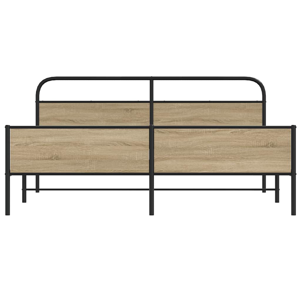 sengeramme uden madras 193x203 cm metal røget egetræsfarve