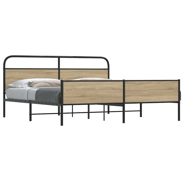sengeramme uden madras 193x203 cm metal røget egetræsfarve