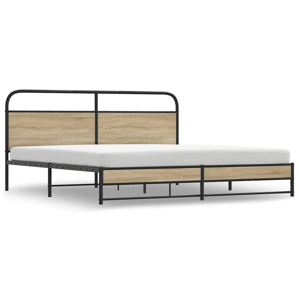 sengeramme uden madras 200x200 cm metal røget egetræsfarve