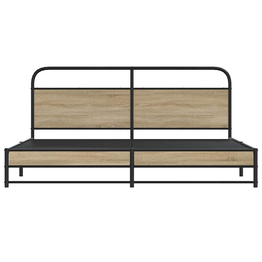 sengeramme uden madras 200x200 cm metal røget egetræsfarve