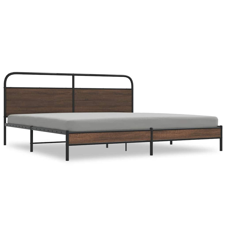 sengeramme uden madras 180x200 cm metal brun egetræsfarve
