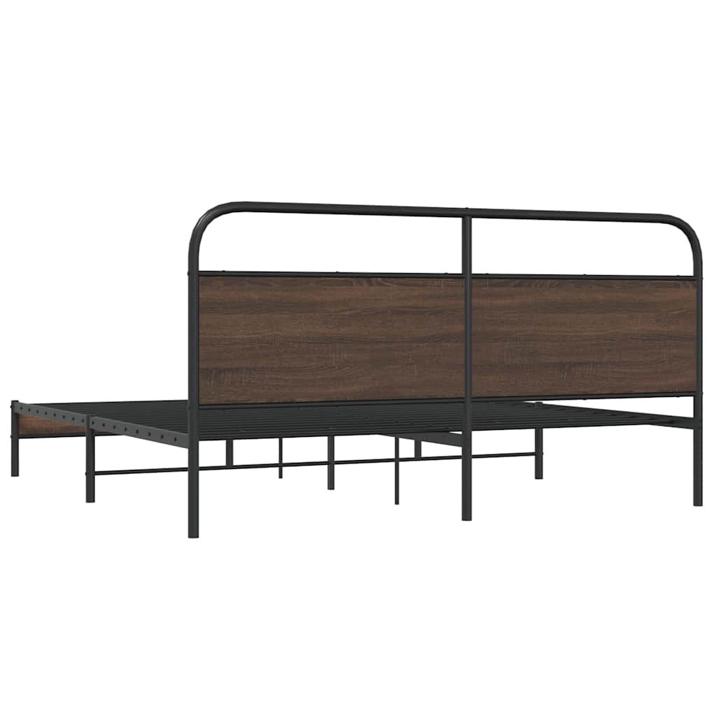 sengeramme uden madras 180x200 cm metal brun egetræsfarve