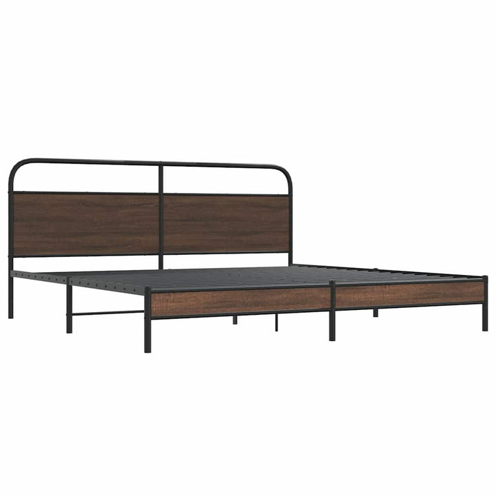 sengeramme uden madras 183x213 cm metal brun egetræsfarve