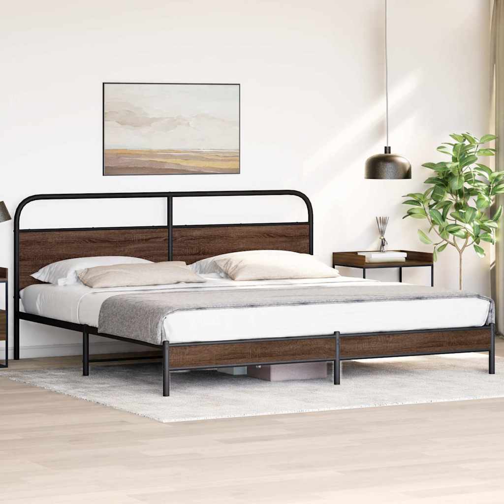 sengeramme uden madras 183x213 cm metal brun egetræsfarve