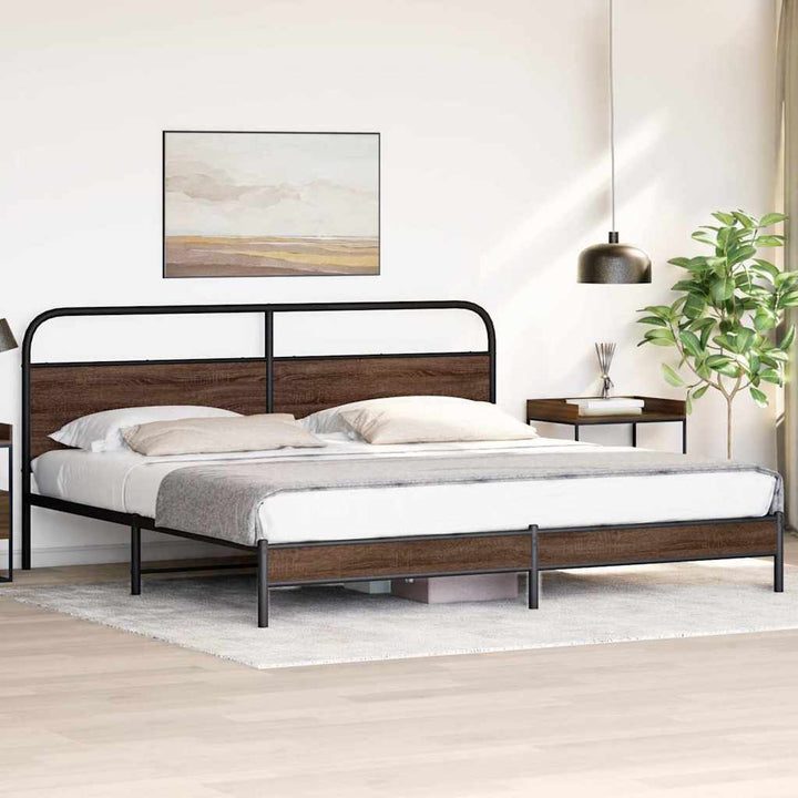 sengeramme uden madras 183x213 cm metal brun egetræsfarve