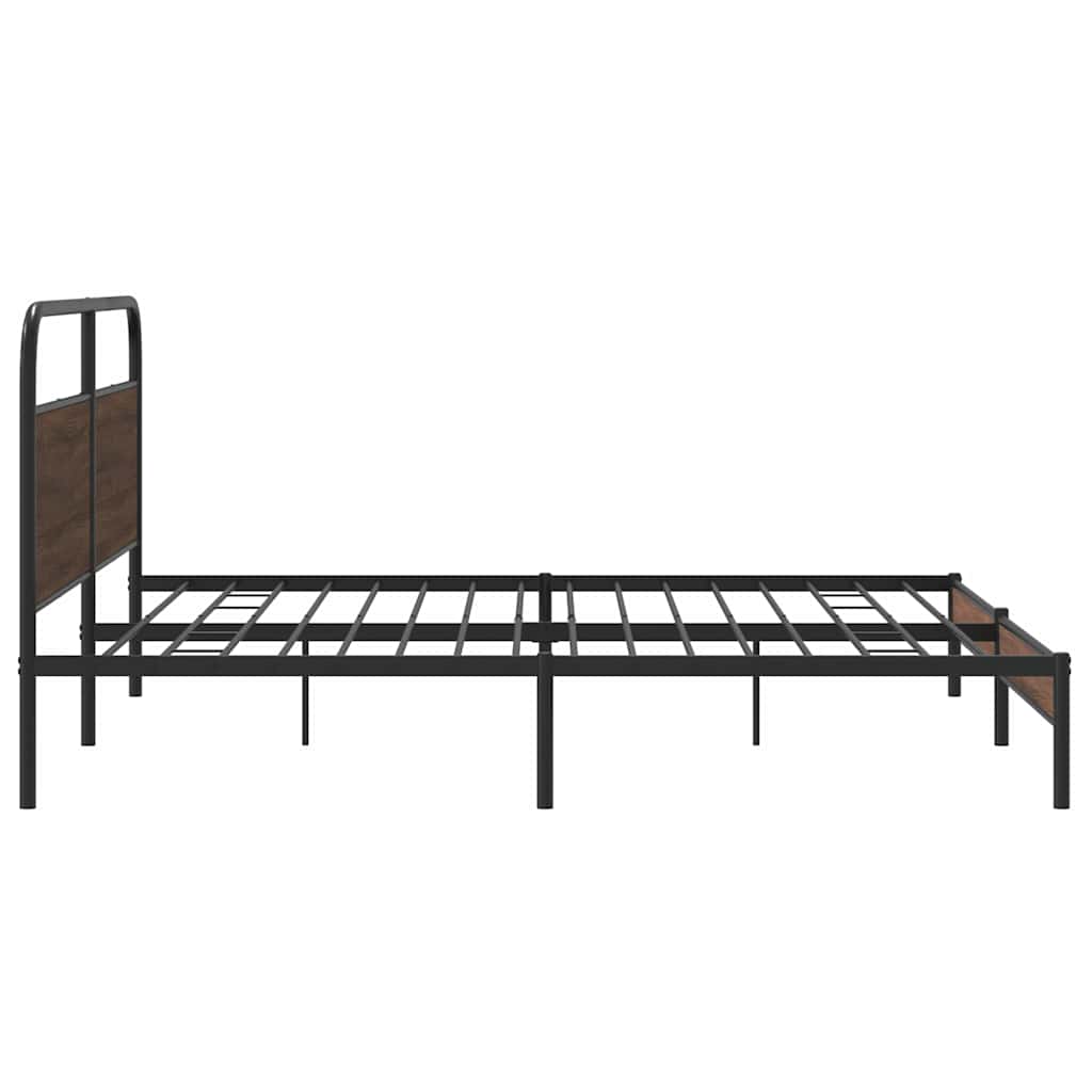 sengeramme uden madras 183x213 cm metal brun egetræsfarve