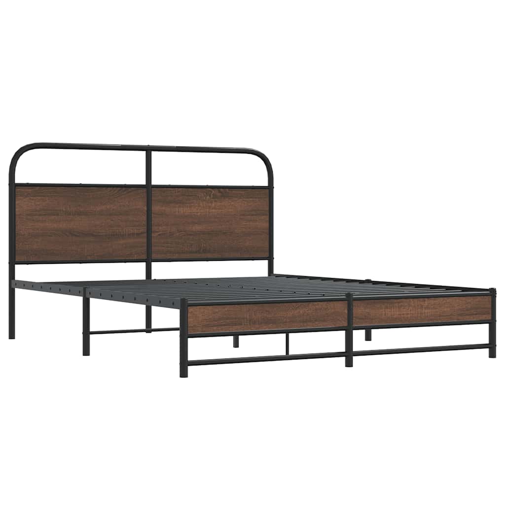 sengeramme uden madras 160x200 cm metal brun egetræsfarve