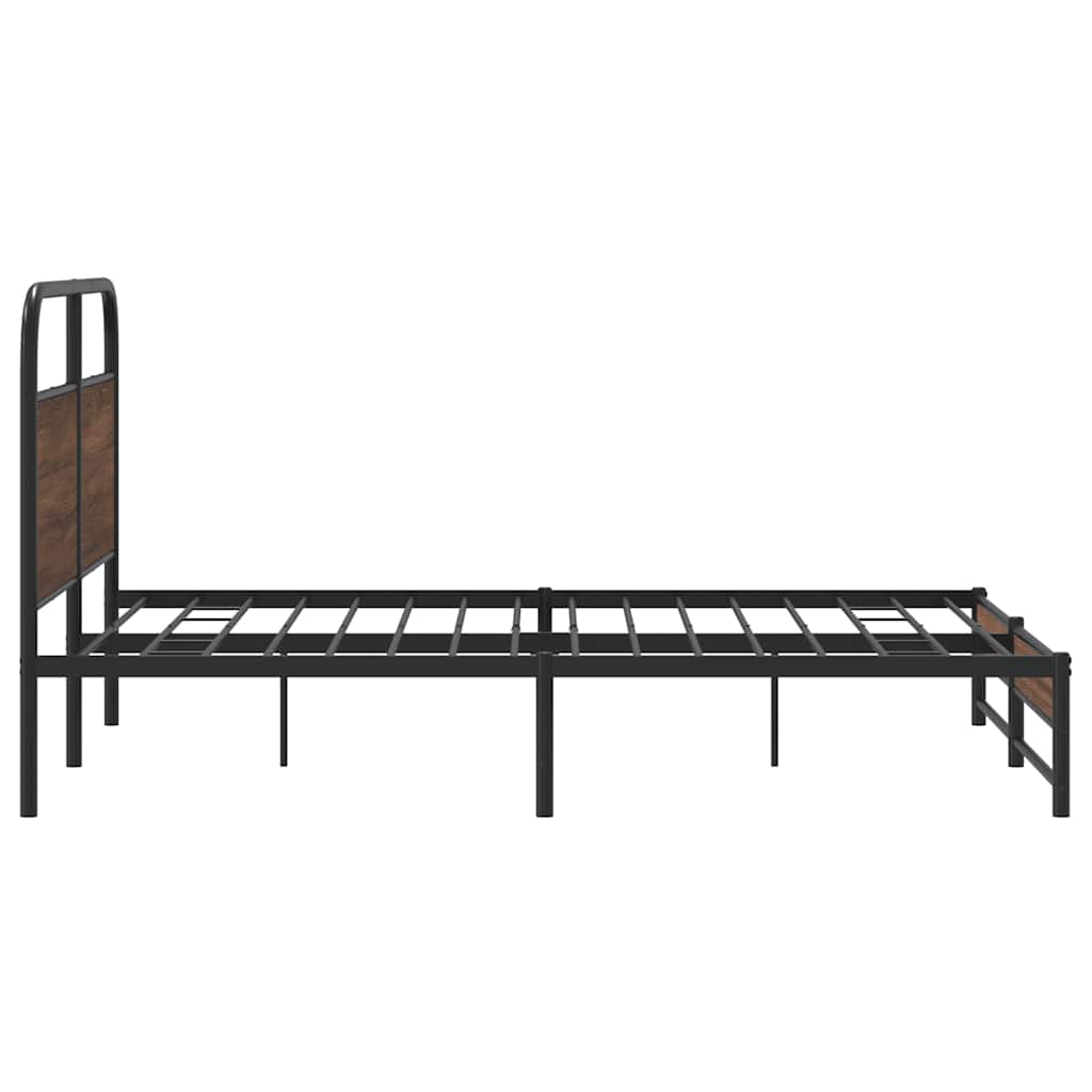 sengeramme uden madras 160x200 cm metal brun egetræsfarve
