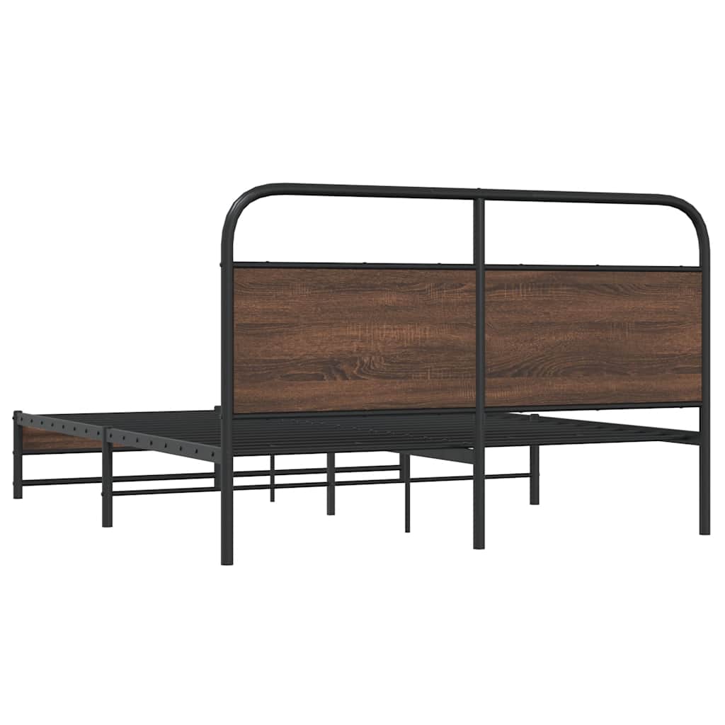 sengeramme uden madras 160x200 cm metal brun egetræsfarve