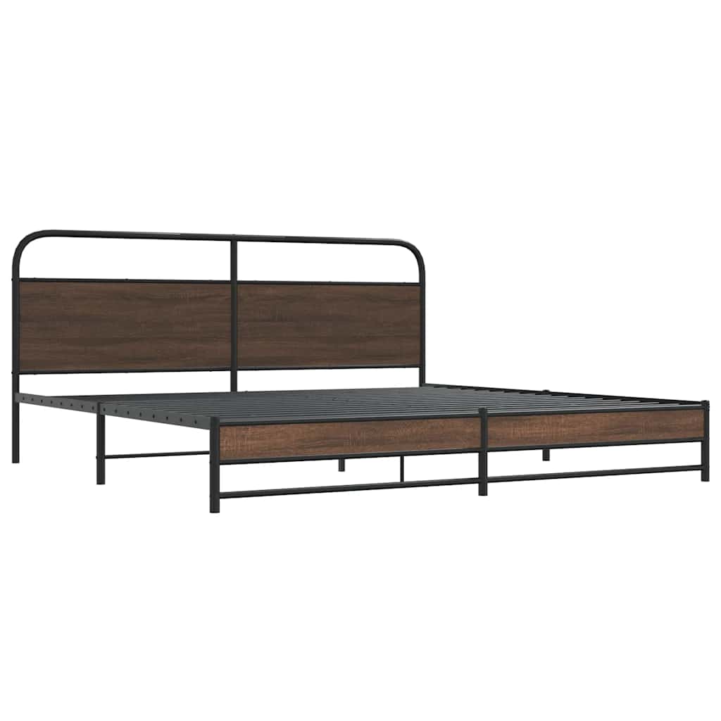 sengeramme uden madras 180x200 cm metal brun egetræsfarve