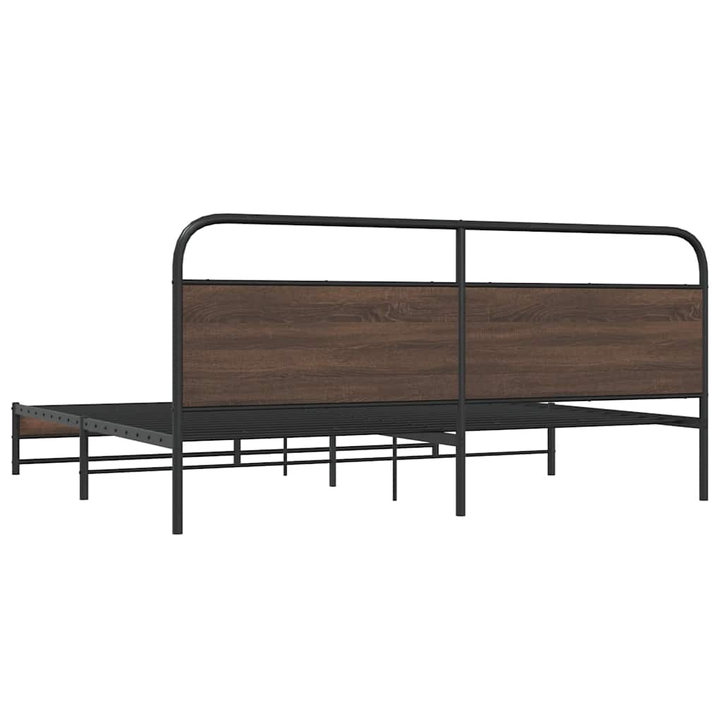 sengeramme uden madras 180x200 cm metal brun egetræsfarve