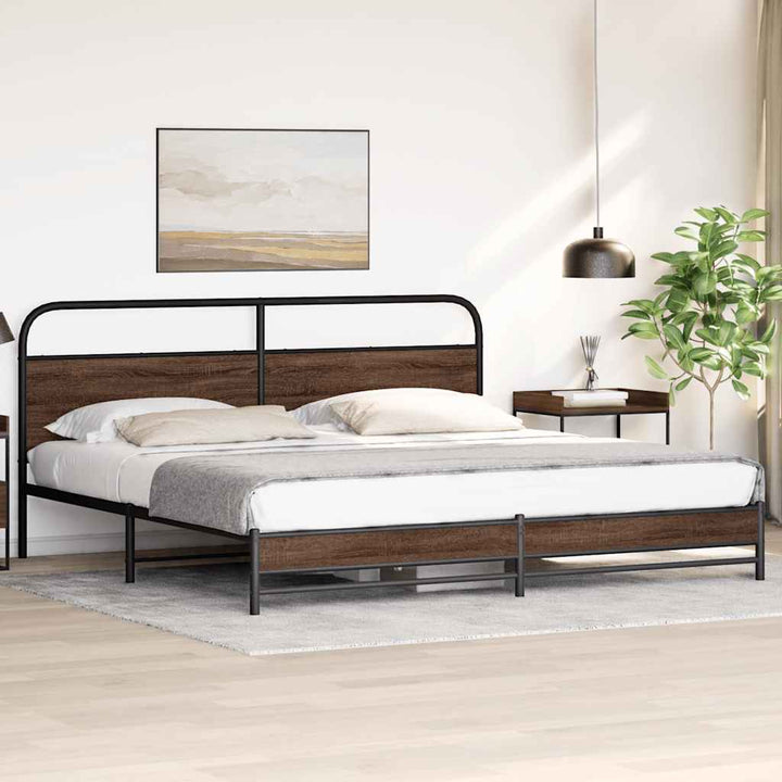 sengeramme uden madras 193x203 cm metal brun egetræsfarve