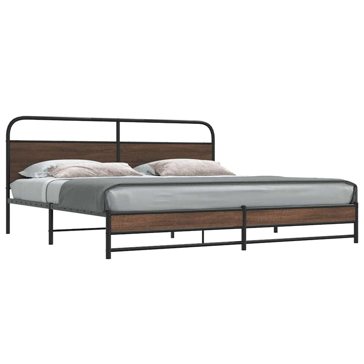 sengeramme uden madras 193x203 cm metal brun egetræsfarve