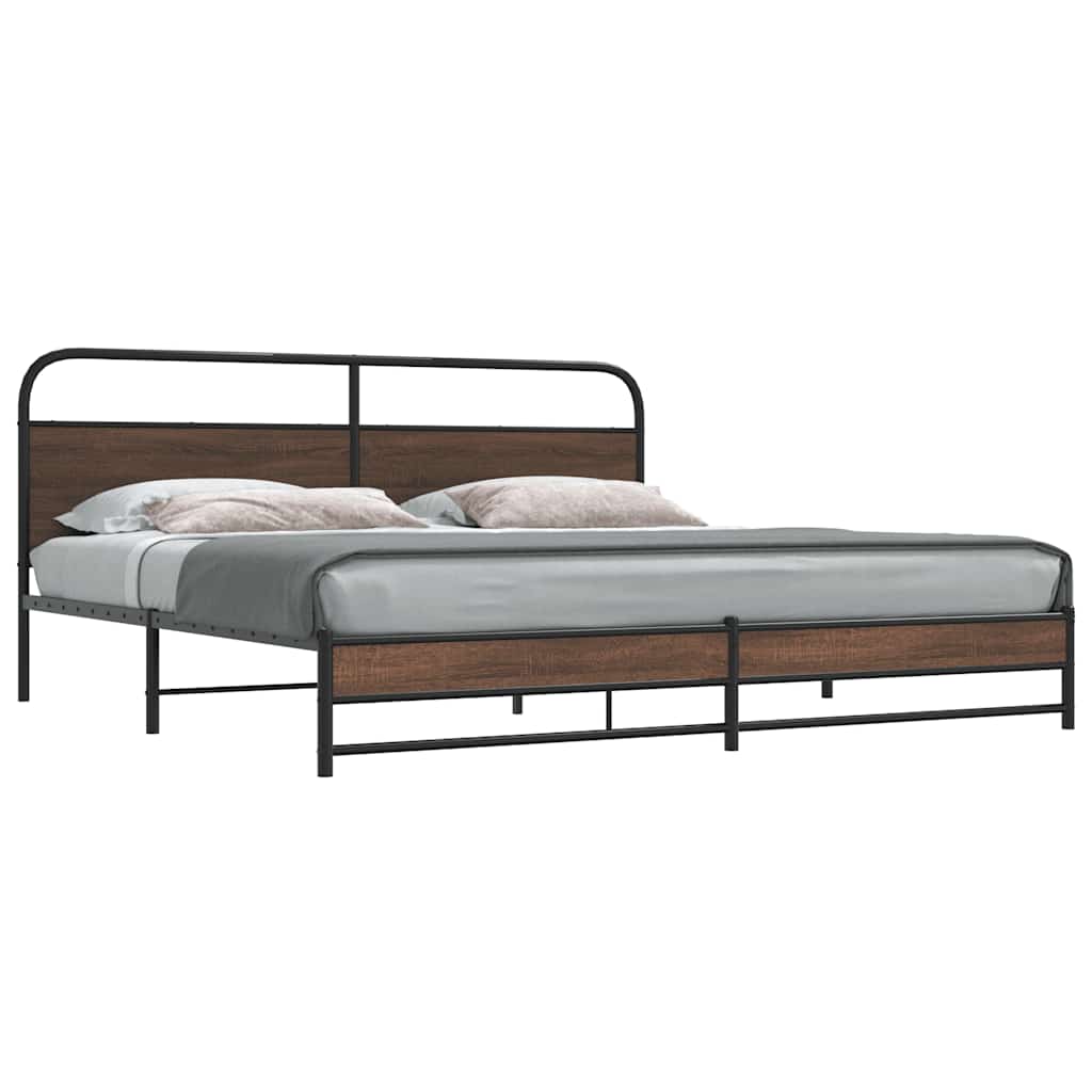 sengeramme uden madras 200x200 cm metal brun egetræsfarve